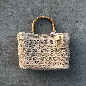Woven natural fiber tote